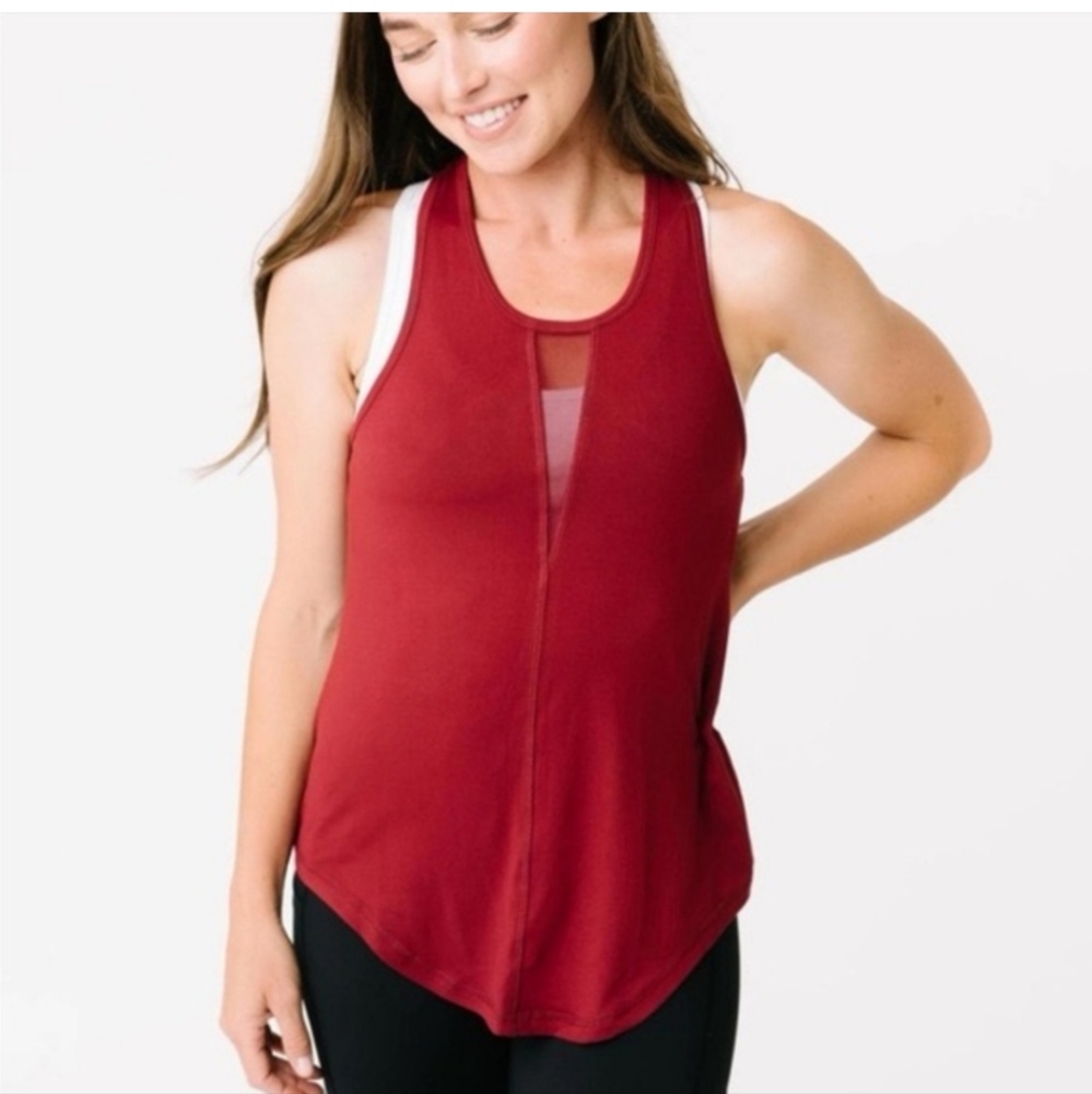 Zyia Effortless Long Tank Top. Cranberry Color. NWT. Size M